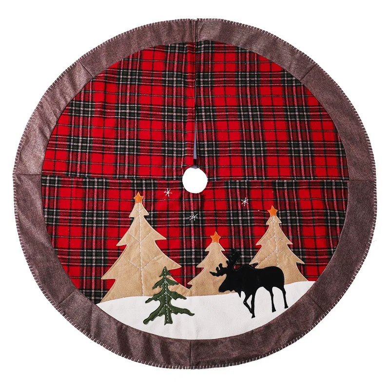 107 см красная клетчатая юбка для рождественской елки с лосем тканевая ковер