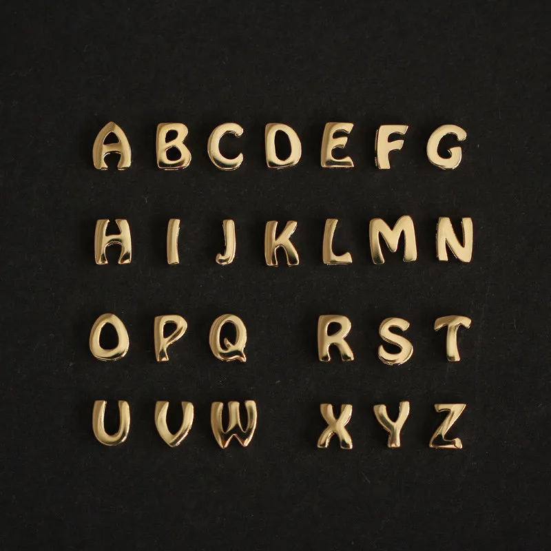 14K твердая Подвеска из золотой буквы 26 крошечные инициалы имя ожерелья для женщин