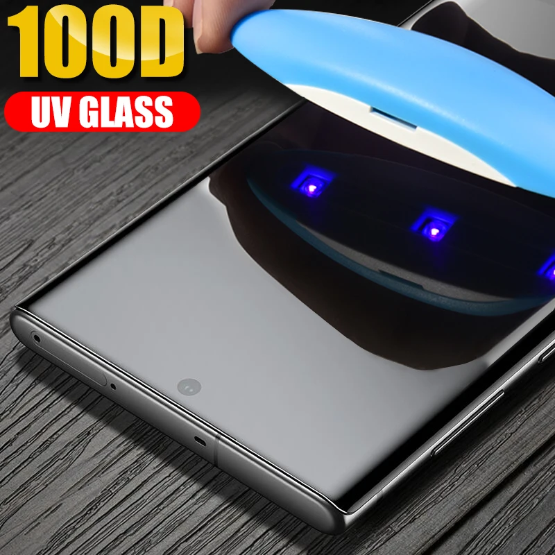 100D УФ клеевая защитная пленка из закаленного стекла для samsung Galaxy S8 S9 S10 Plus S10e Защита экрана для Note 8 9 10 Pro стекло