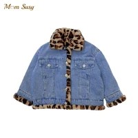 baby boy girl winter jean leopard fur reversible jacket thick infant toddler child coat snow suit warm baby clothes 1 10y