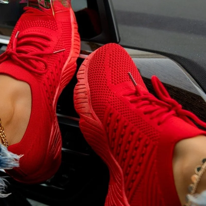 

Women's Breathable Sneakers2021 New Mesh Lace-up Fashion Women's Casual Shoes Outdoor Running Sports Shoes Vulcanized Shoes