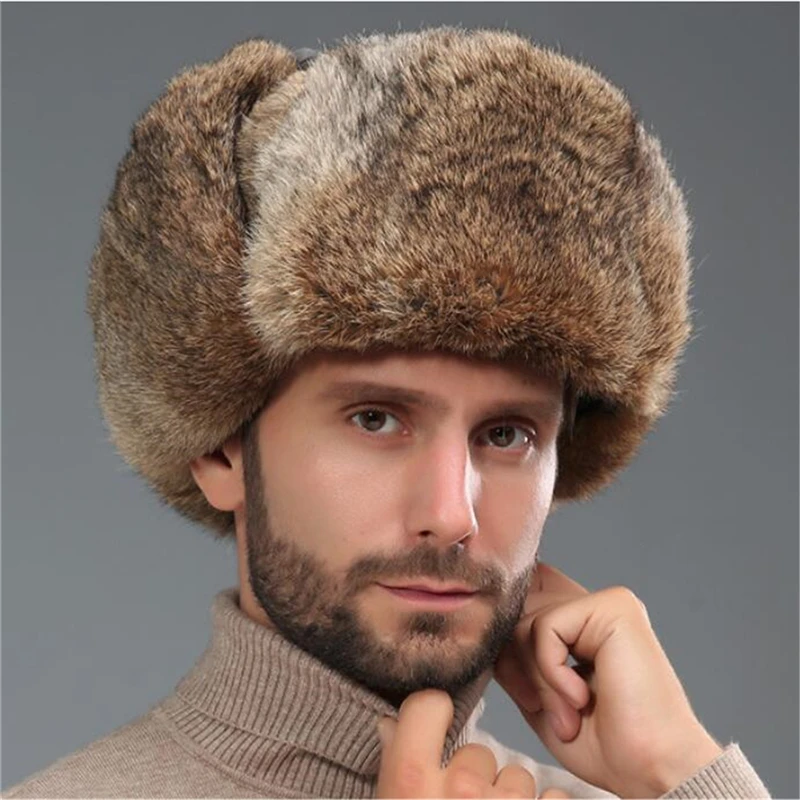 IANLAN зимние русские шапки-ушанки унисекс лыжные шапки из кроличьего меха для