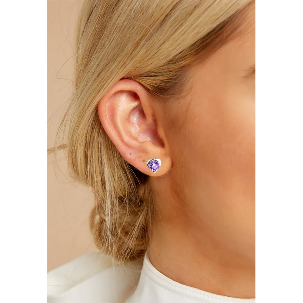 Трендовые Кристальные серьги-гвоздики 2020 новые фиолетовые в форме сердца со