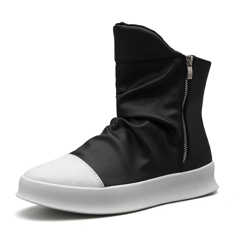 New Male Hip hop autumn winter Men Chelsea Motorcycle Boots Slip-On Dress Shoes Dancing Footwear Platform High Top Sneakers