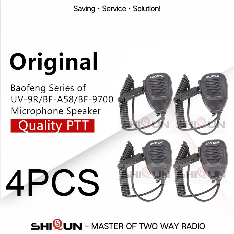4PCS BAOFENG Walkie Talkie PTT микрофон динамик для UV-9R BF-A58 BF-9700 совместим с UV-XR UV-9R плюс GT-3WP UV-5S RT6 - Цвет: 4PCS