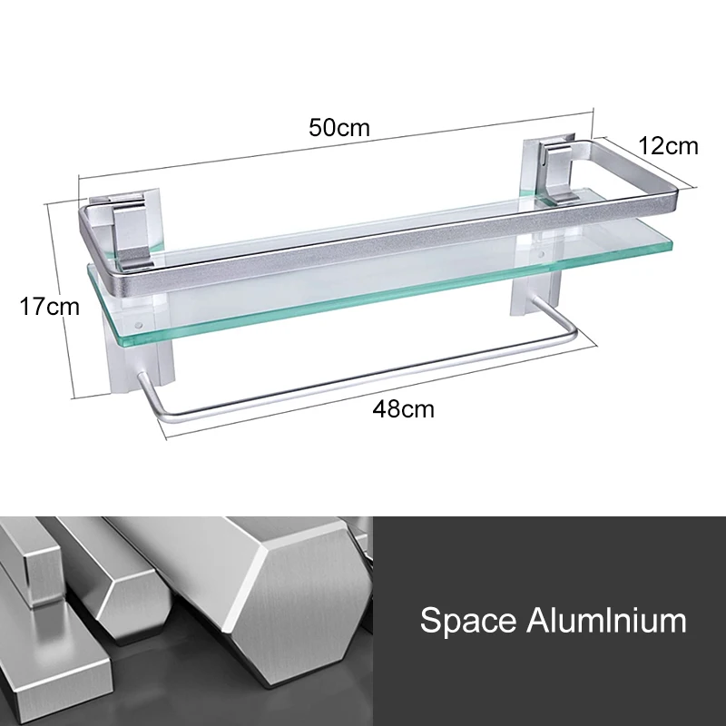 Настенная стеклянная полка для ванной комнаты с держателем полотенец - купить по