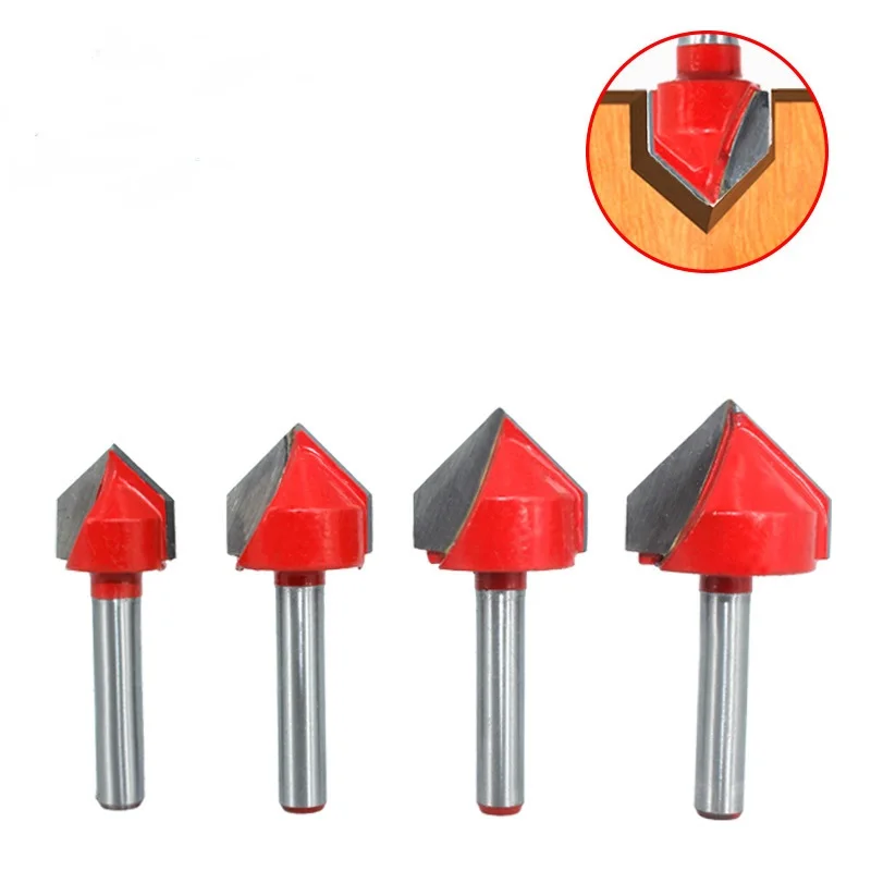 

4pcs 6.35mm 1/4 inch Shank 90 Degree V Type Router Bit Edge Forming Bevel Woodworking Milling Cutter for Wood Bits