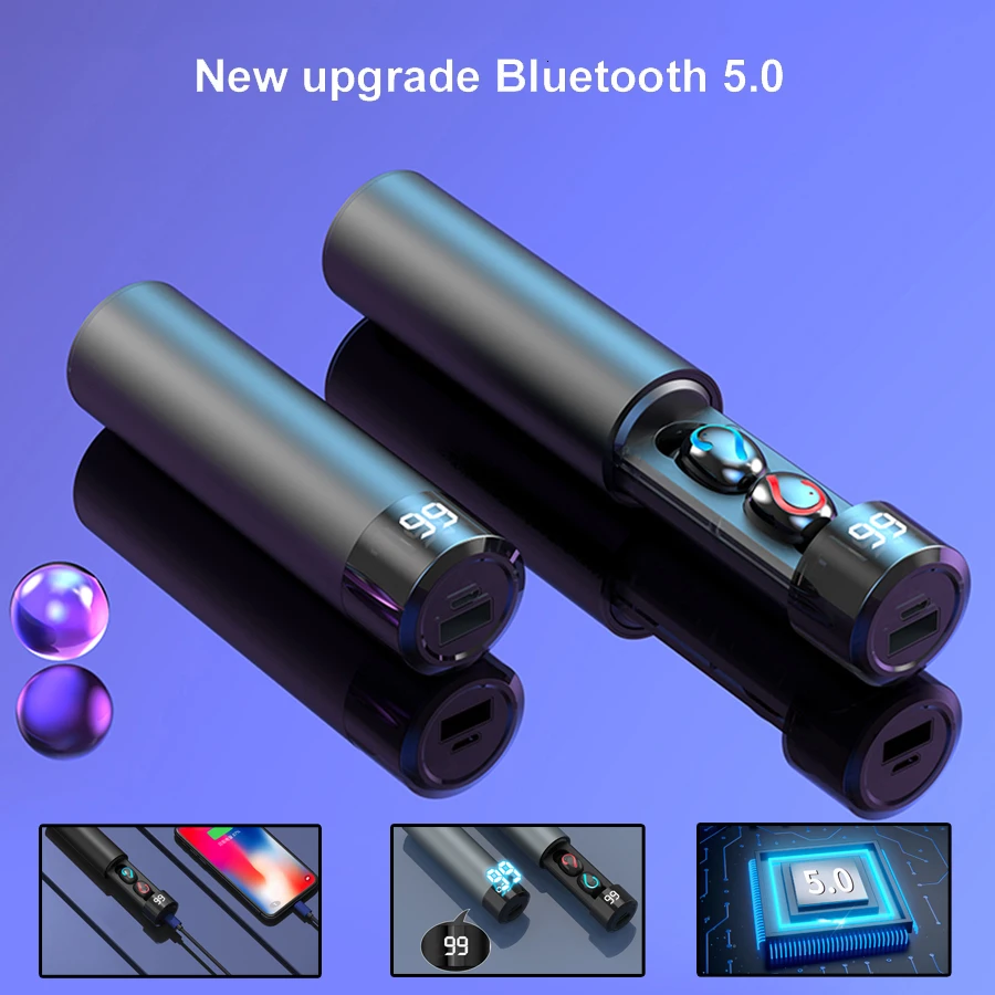 Kzofu F7 TWS 5,0 Bluetooth Oortelefoon 6D стерео Draadloze Koptelefoon In-Ear PX7 Водонепроницаемая гарнитура 3500 мАч светодиодный Smart power