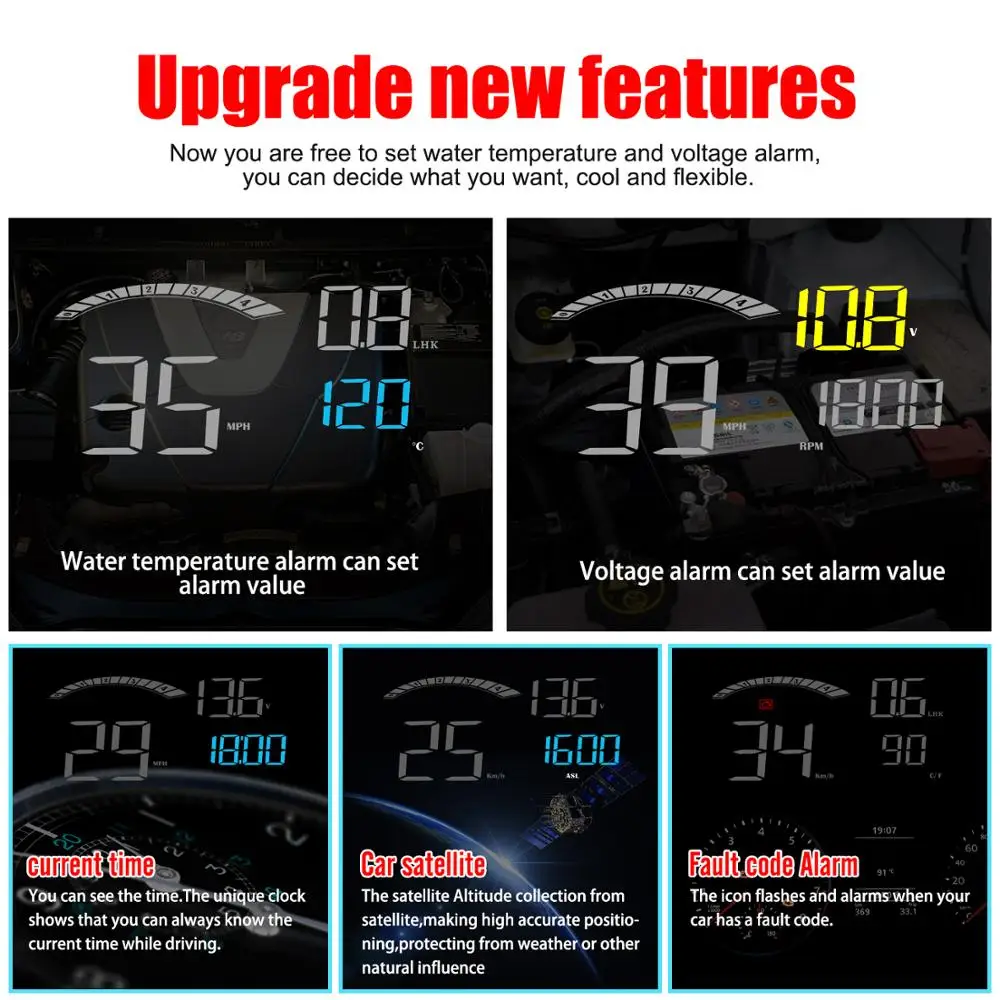 Автомобильный бортовой компьютер HUD OBD2 C800 2 в 1 GPS проектор скорости OBD цифровой