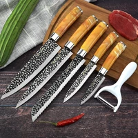 6pcsset stainless steel slicing knife boning knife kitchen chef knives meat cleaver fruit peeler kitchen tools