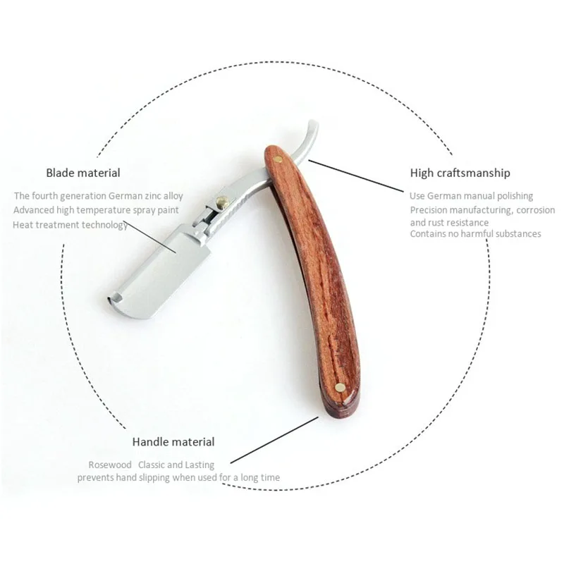 

Men's Shaving Barber Tools for Eyebrow Trimming and Beard Razor and Folding Razor Stainless Steel Straight Razor Rack