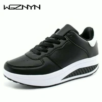 new women sneakers breathable waterproof wedges platform vulcanize shoes woman sneakers leather casual shoes tenis feminino w35