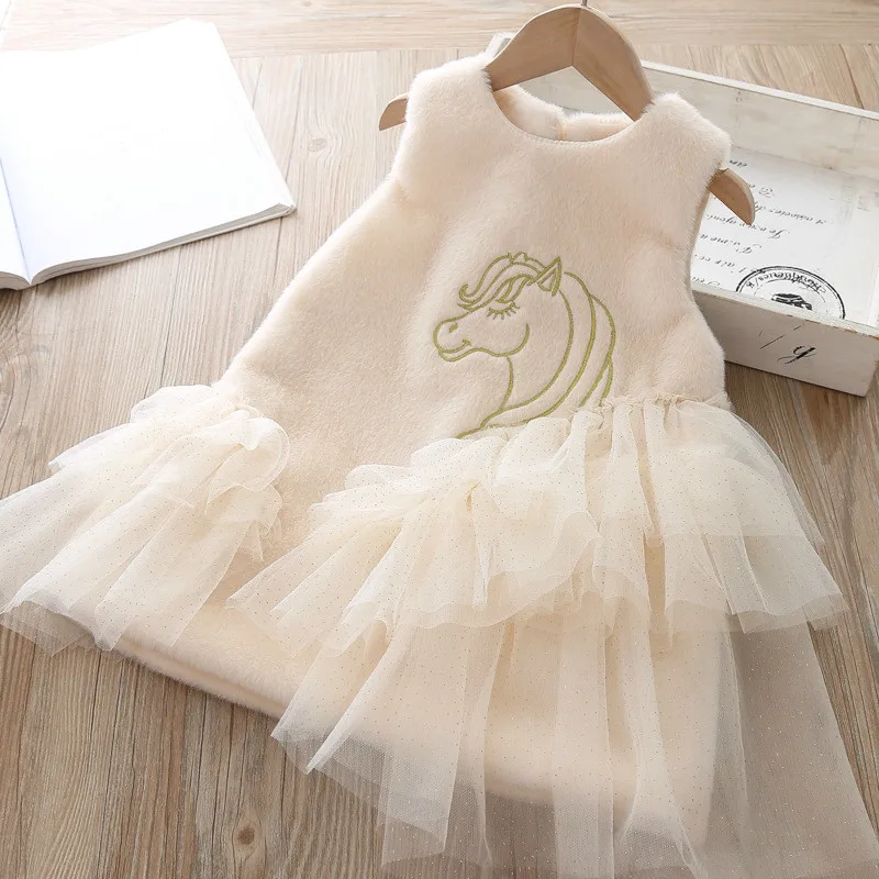 Вышитая жилетка для девочек платье осень-зима 2019 корейский Детский плюшевый