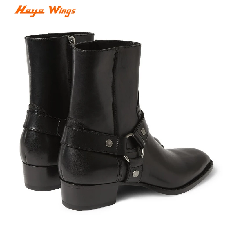 Черные и уличные высокие ботинки ручной работы Wyatt Гарри пряжка кольцо ремешок