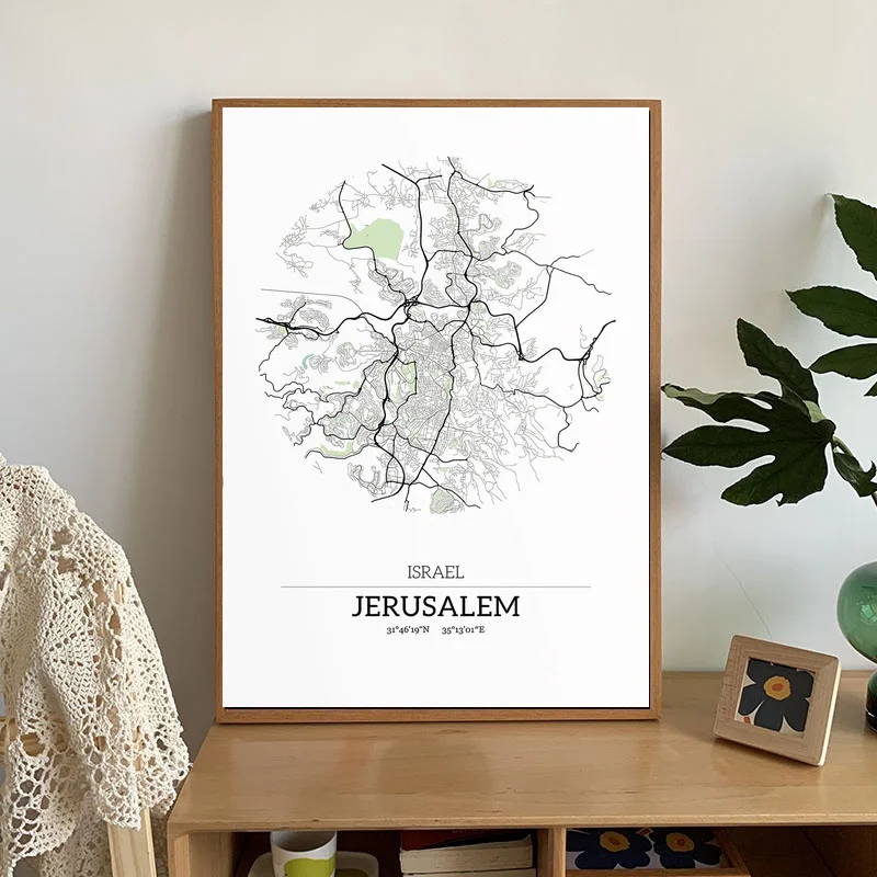 

Постер с изображением карты из Израиля и jerusма, художественный плакат на холсте в спальне