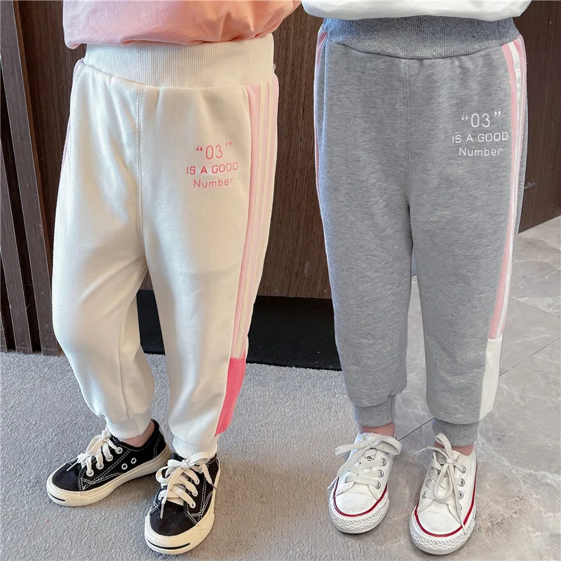 

Girls' sweatpants 2021 spring and autumn new children's clothing, children's casual letters sports pants trend