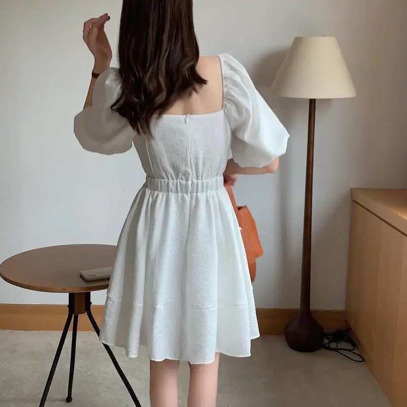 

Alien Kitty Minimalist Ruffles Princess All Match 2021 Summer Florals Brief A-Line Casual Chic Femme Sweet Mini Dresses Vestidos