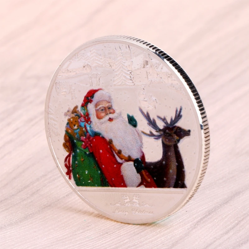 Счастливого Рождества Санта Клаус Олень новый год памятная монета в подарок