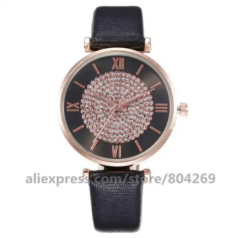 Wholesale Luxury Women Watches Ladies Colorful Watch Full Rhinestone No Logo Alloy Quartz Wristwatches 920374