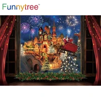 funnytree birthday 2022 new year backdrop fireworks castle fairy night curtain christmas window vintage firecrackers background