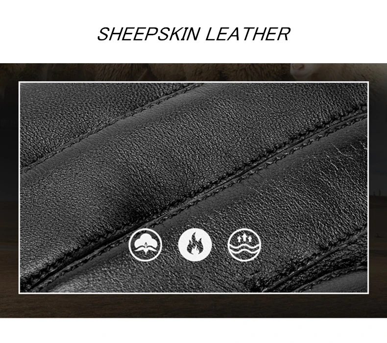 BISON DENIM мужские кожаные перчатки из овчины, черные теплые варежки с заклепками, зимние качественные мужские теплые пушистые перчатки S002