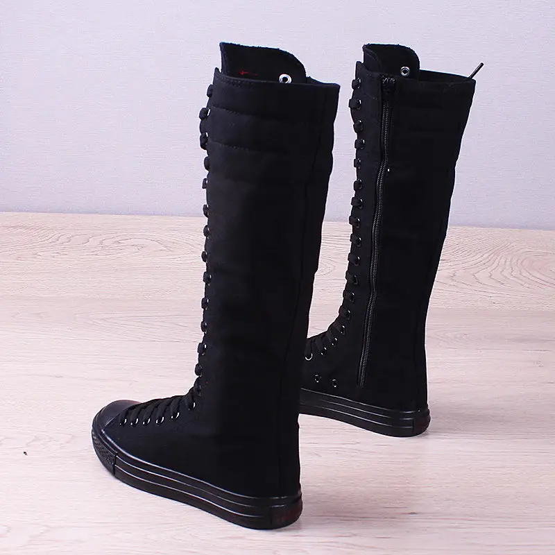 

Shoe size 35-43 women's canvas shoes women's side zipper long canvas boots flat street dance boots upper 35 cm women's shoes hip