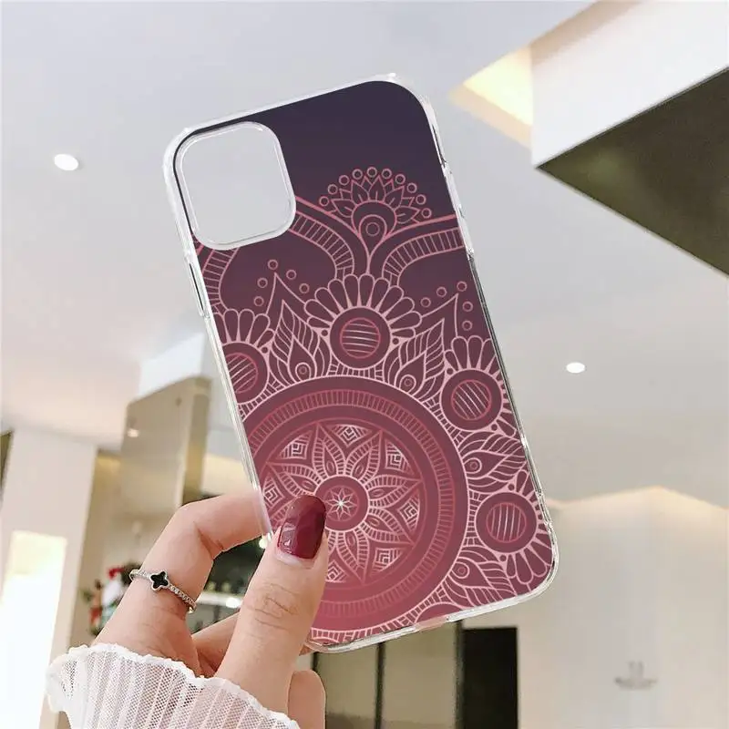 

Mandala Paisley Phone Cases Transparent soft For iphone 5 5s 5c se 6 6s 7 8 11 12 plus mini x xs xr pro max