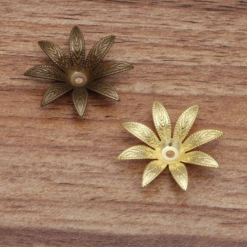 10 шт./лот 28 мм Цветочные бусины колпачки латунные филигранные коннекторы для