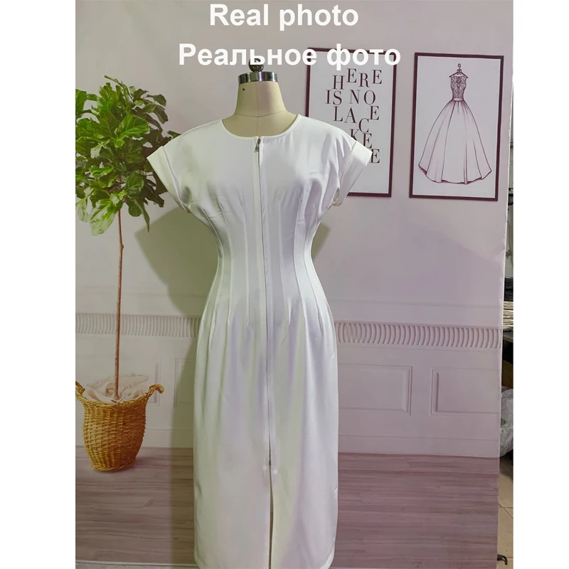 Женское облегающее платье с молнией спереди однотонное Элегантное Белое