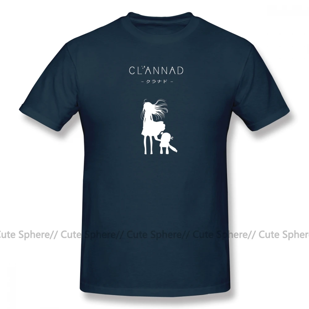 Clannad/футболка, CLANNAD Robot, белая футболка, летняя футболка из 100 хлопка, футболка с потрясающим принтом 5x - Цвет: Navy Blue