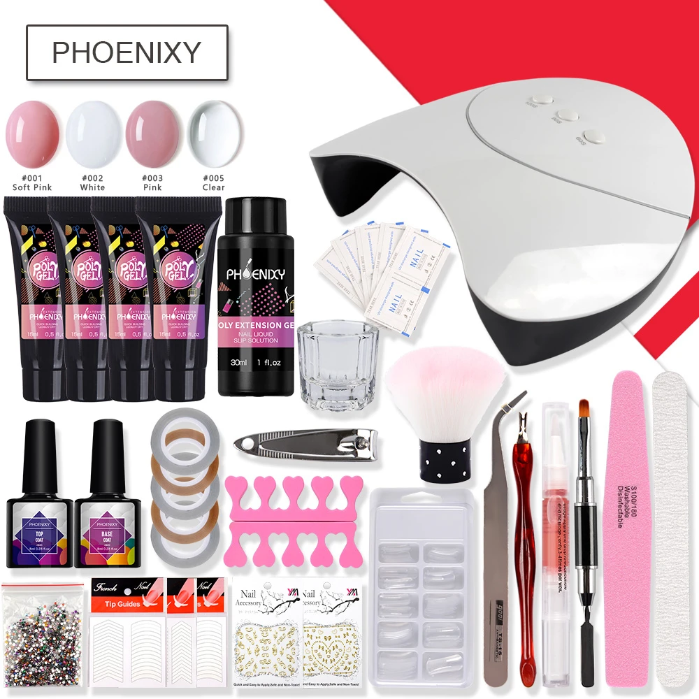 Полный набор для маникюра комплект из 4 предметов одежды: Поли гель ногтей 36 Вт УФ