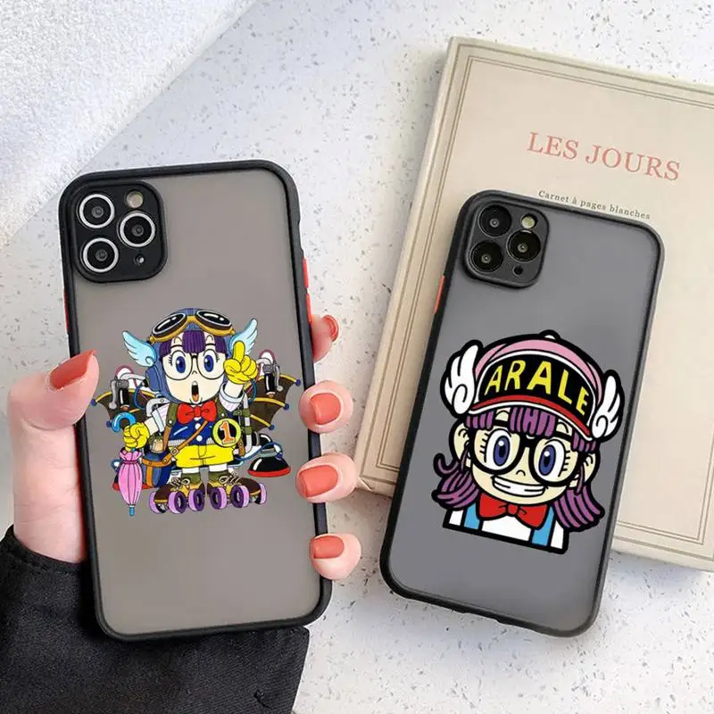 

Anime Dr. Slump Arale Phone Case Black Transparent Matte For IPhone 7 8 11 12 S Mini Pro X XS XR MAX Plus Cover Shell