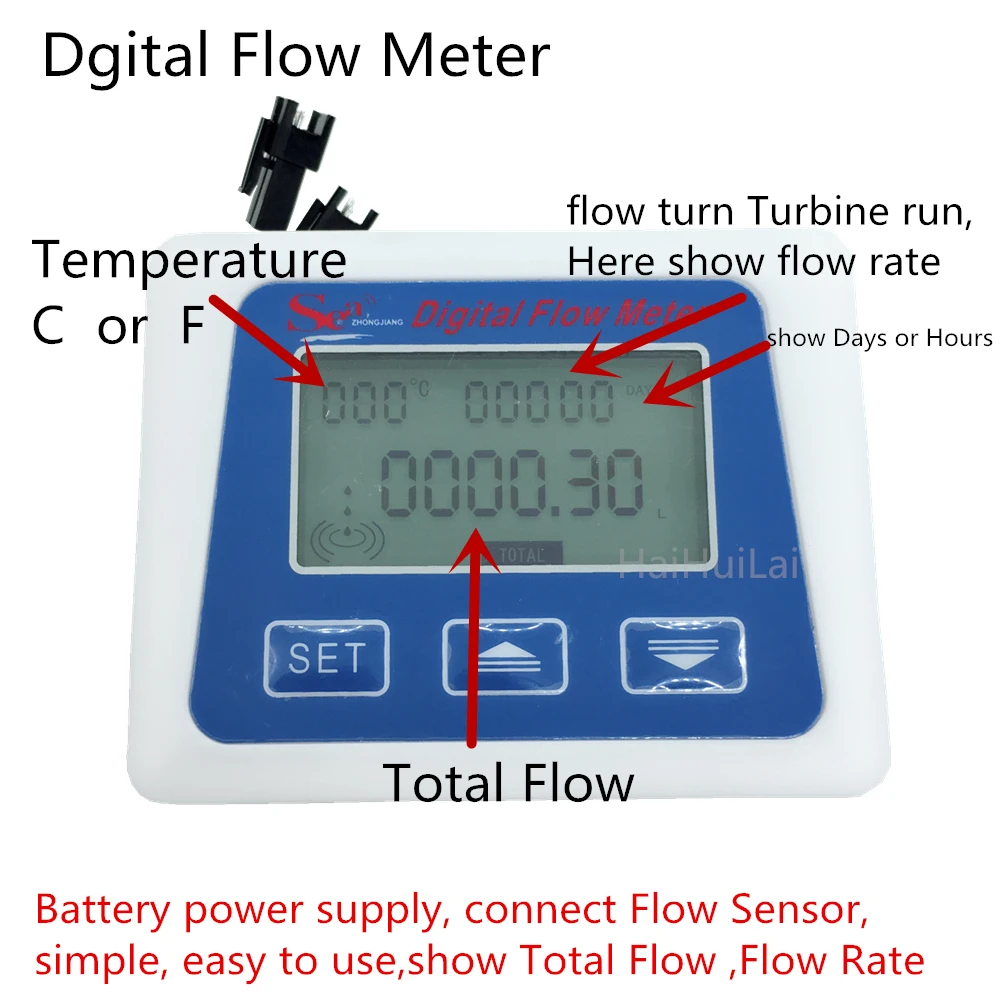 Цифровой расходомер с дисплеем измеритель текущей температуры Турбинный датчик