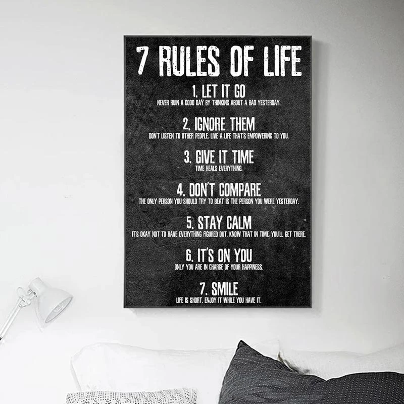 7 основных правил жизни мотивационный плакат и печать холст настенная живопись