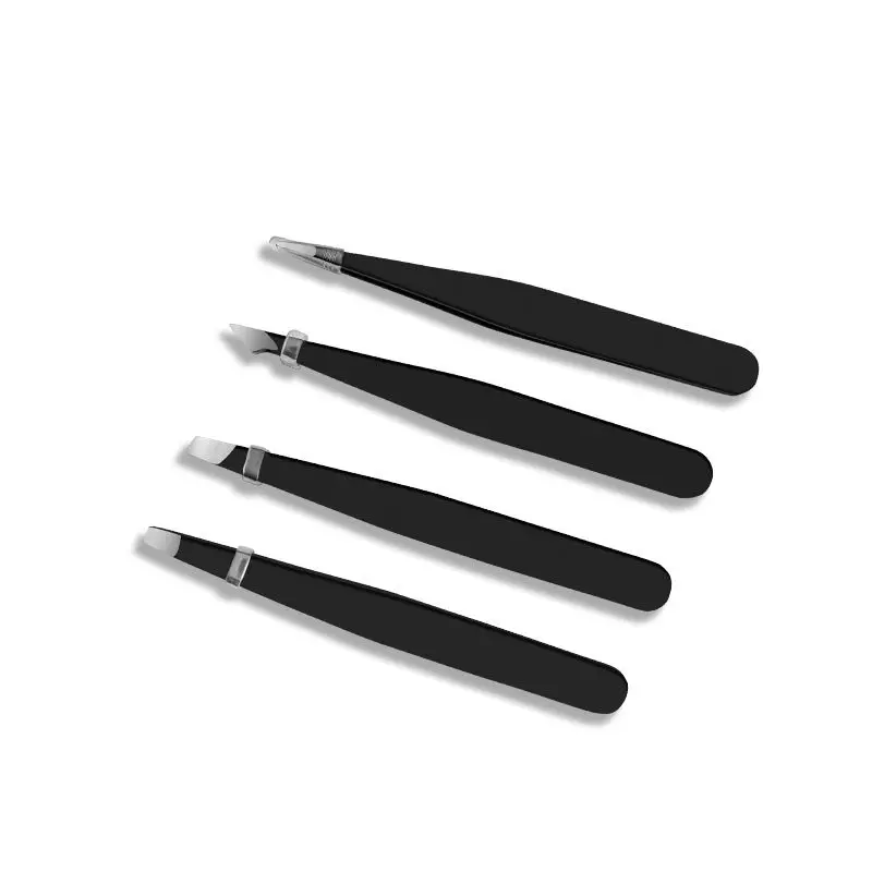 

1pcs Stainless Steel Eyebrow Clip Black Oblique Flat Mouth Pointed Eyebrow Trimming Tweezers Plucking Beauty Tool Pince A Epiler
