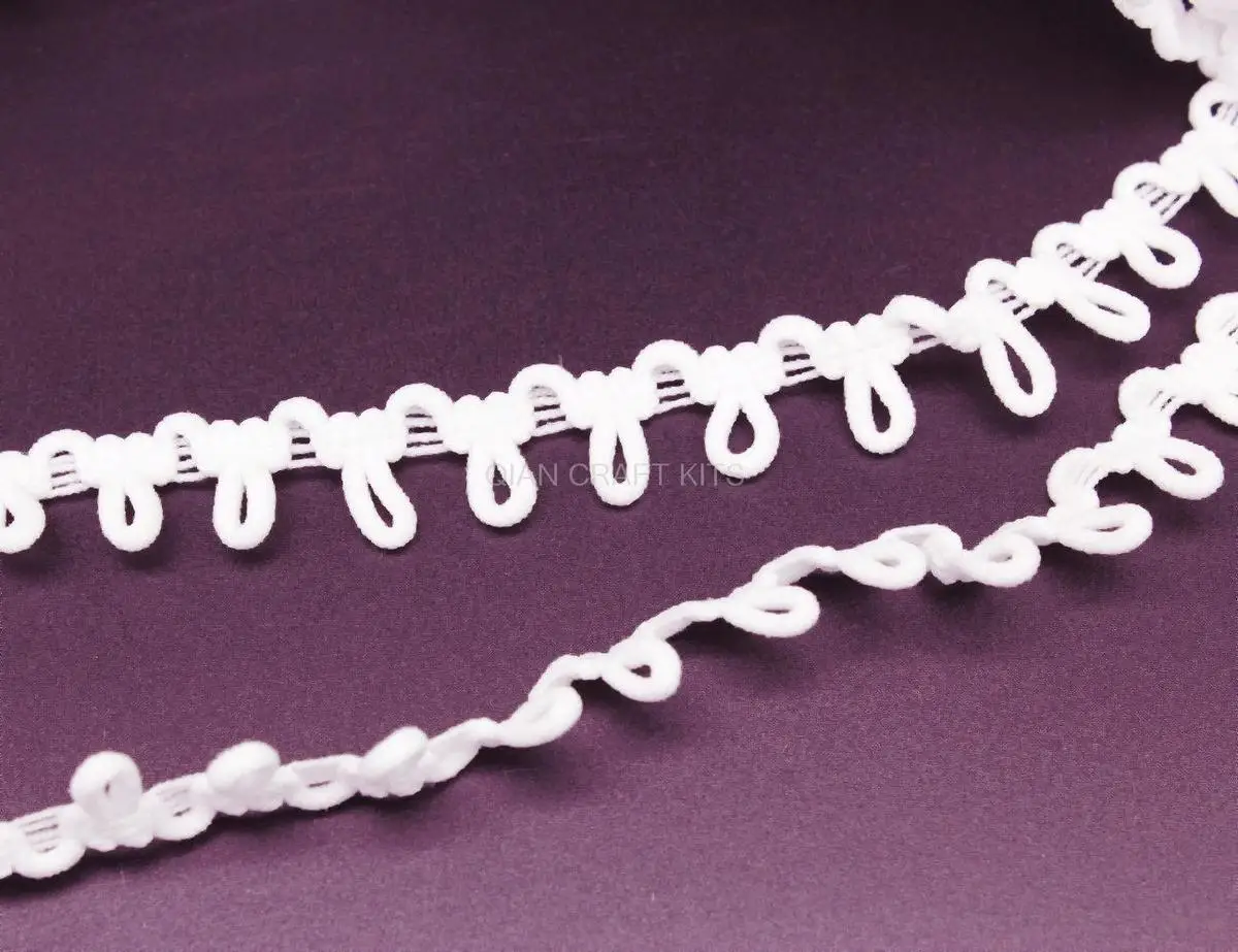 100 yards White Bridal Button Looping Trim - Ready to use Wedding Button Holes