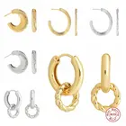 MC 925 пробы серебряные подвески небольшие серьги-кольца из серёжки из настоящего S925 сереброзолото Huggies Серьги в виде колец, вечерние уличные серьги в Корейском стиле