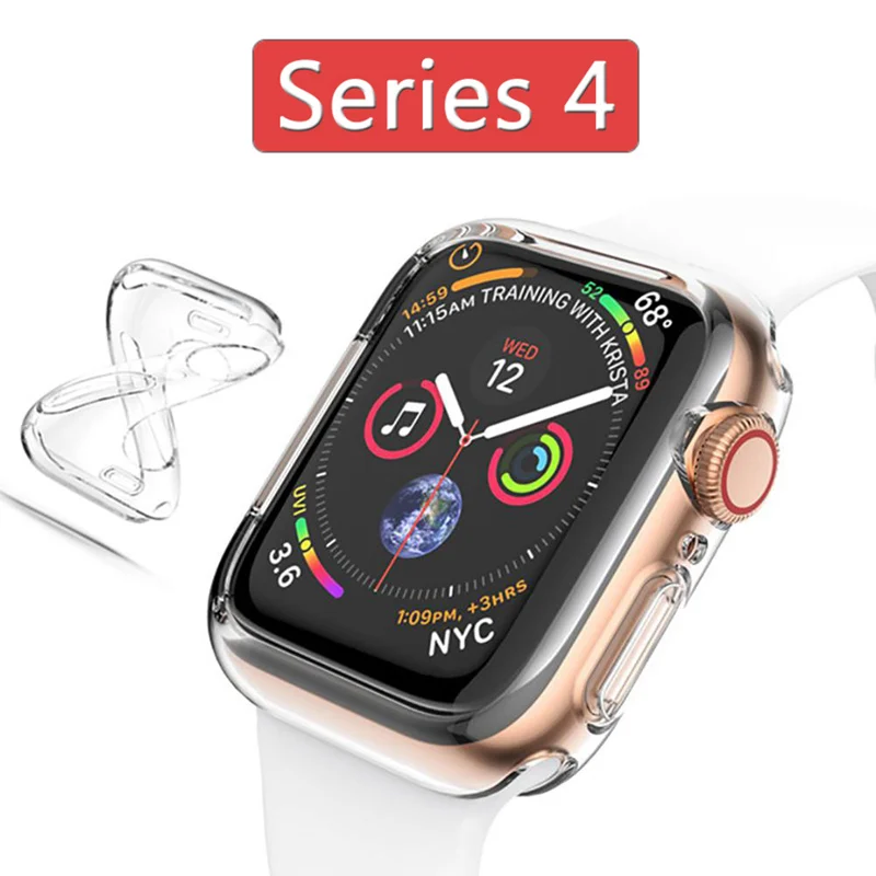 Силиконовый Смарт-часы защитный чехол для экрана Apple Watch Series 4 44/40 мм мягкий полный