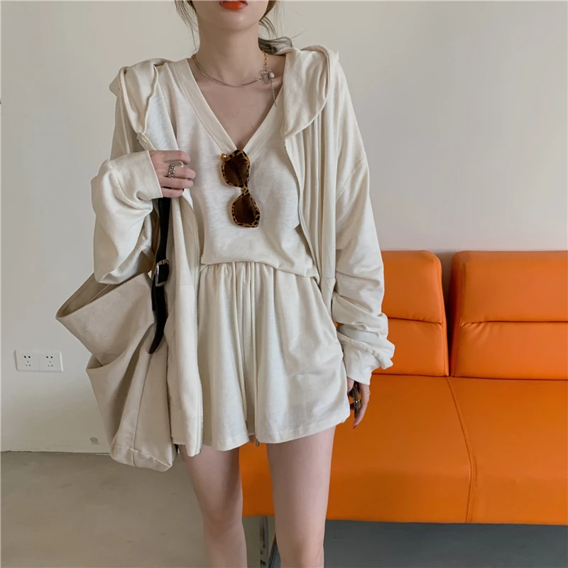 

Спортивные костюмы летние женские комплект из двух штук набор футболок с принтом и капюшоном Тонкая Толстовка + с эластичной резинкой на та...