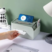 multifunction tissue box desktop paper holder dispenser mask box sundries storage napkin case organizer with mobile phone holder