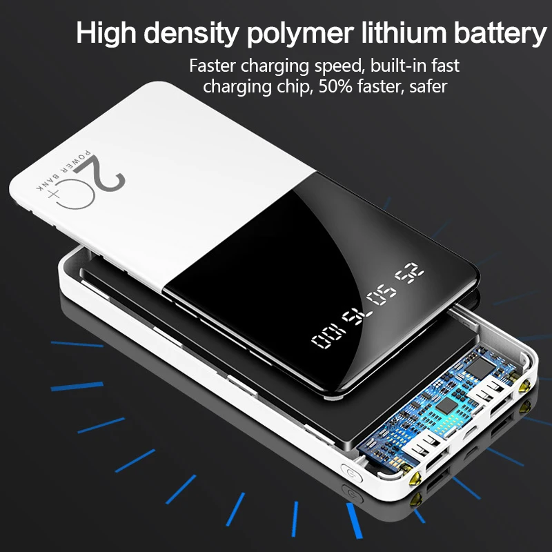 Портативное зарядное устройство 20000 мАч с двумя USB-портами для iPhone Samsung Xiaomi |