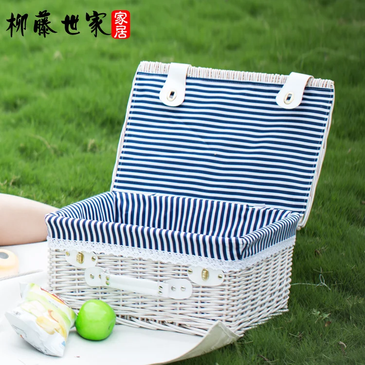 

Willow Family Storage Basket Rattan Covered Large Toy Snack Storage Box Willow Garden Picnic Basket