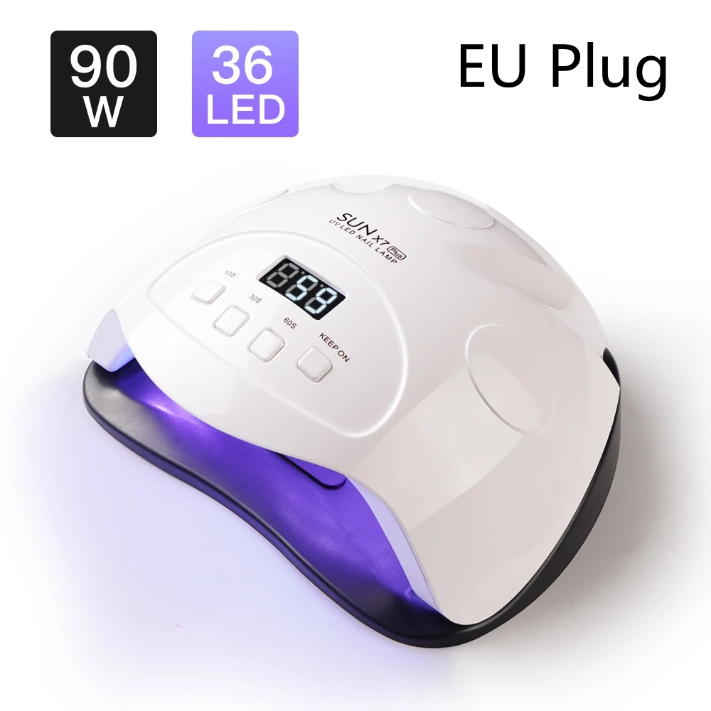 EU Plug White 84W SUNX7 Plus 84 Вт 42 светодиода Ультрафиолетовая лампа для дизайна ногтей Светодиодная УФ-лампа для ногтей Сушилка для ногтей для маникюра все гели ЖК-дисплей сушка маникюрные инструменты - Цвет: EU Plug White 84W