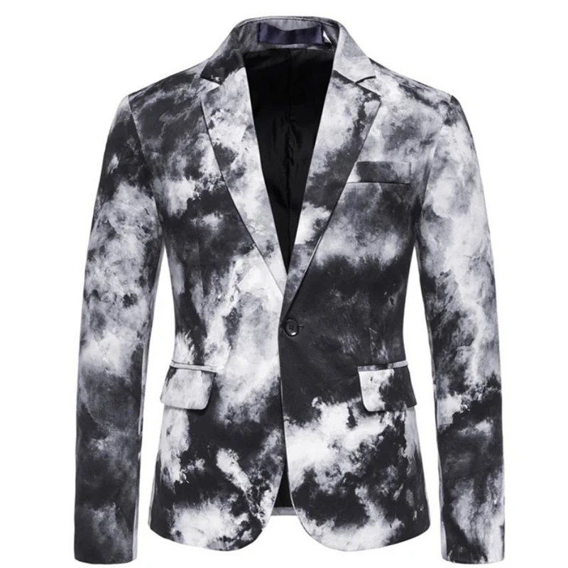 suit coat Formal Printing jacket Wedding Party Men Blazer Button Gentleman Suit Handsome Men's casual | Мужская одежда