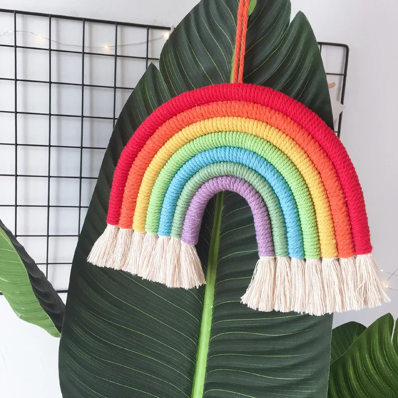 Rainbow Hanging Decor Macrame Home Decoration Accessorie Nordic Wall Ornaments Kids Baby Room Photography Wedding Decoration