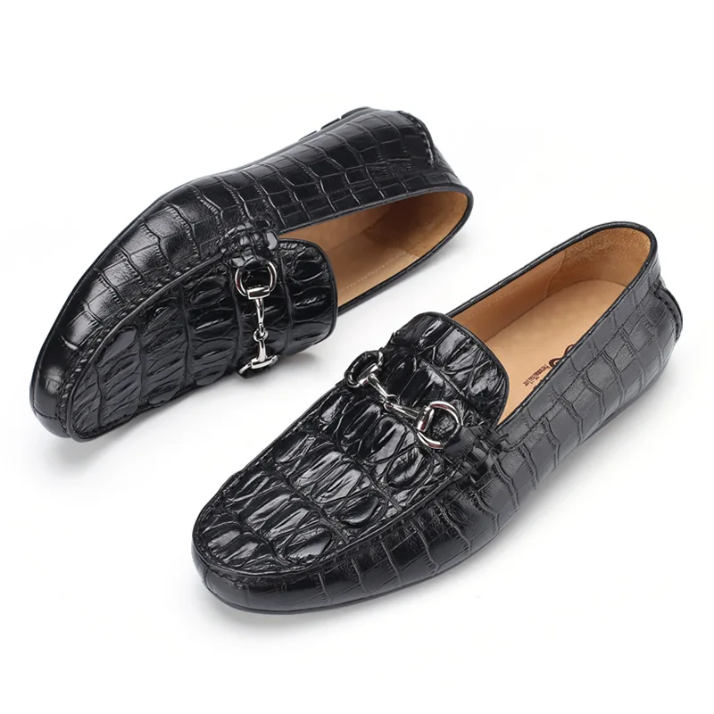 Thailand Crocodile skin loafers on sale luxury men's casual driving shoes slip-on no lace | Обувь