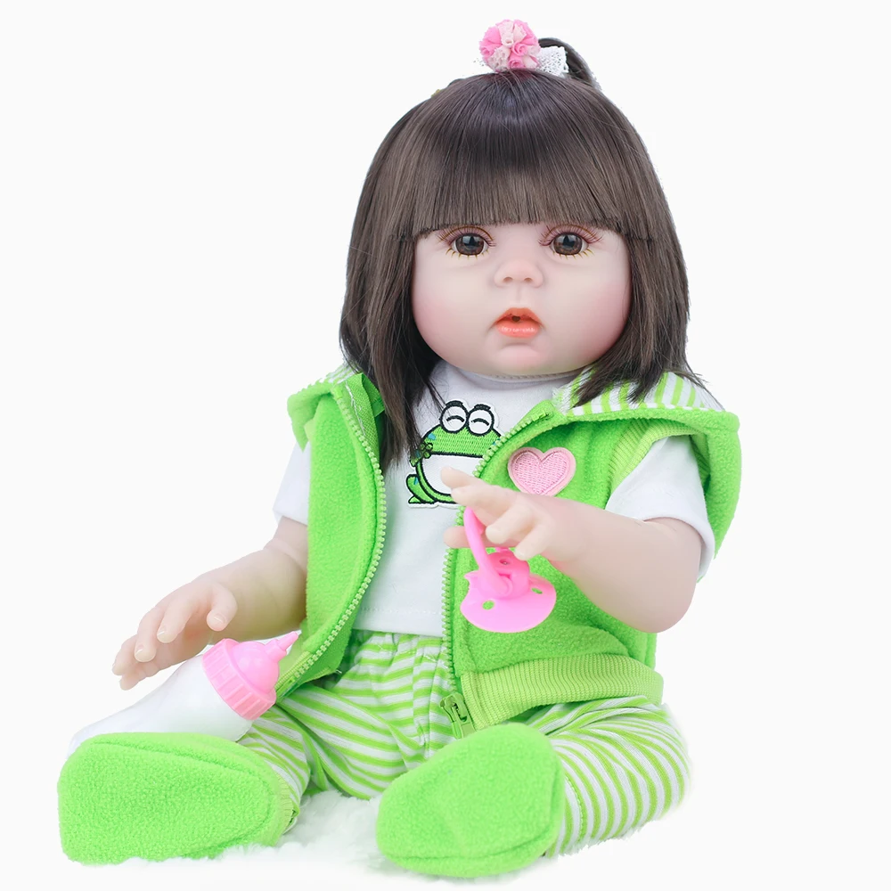 

53cm Cute Simulation Reborn Baby Doll Frog Coat Full Vinyl Can Rotate Soft Limbs Acrylic Eyes Will Pee Christmas Birthday Gift