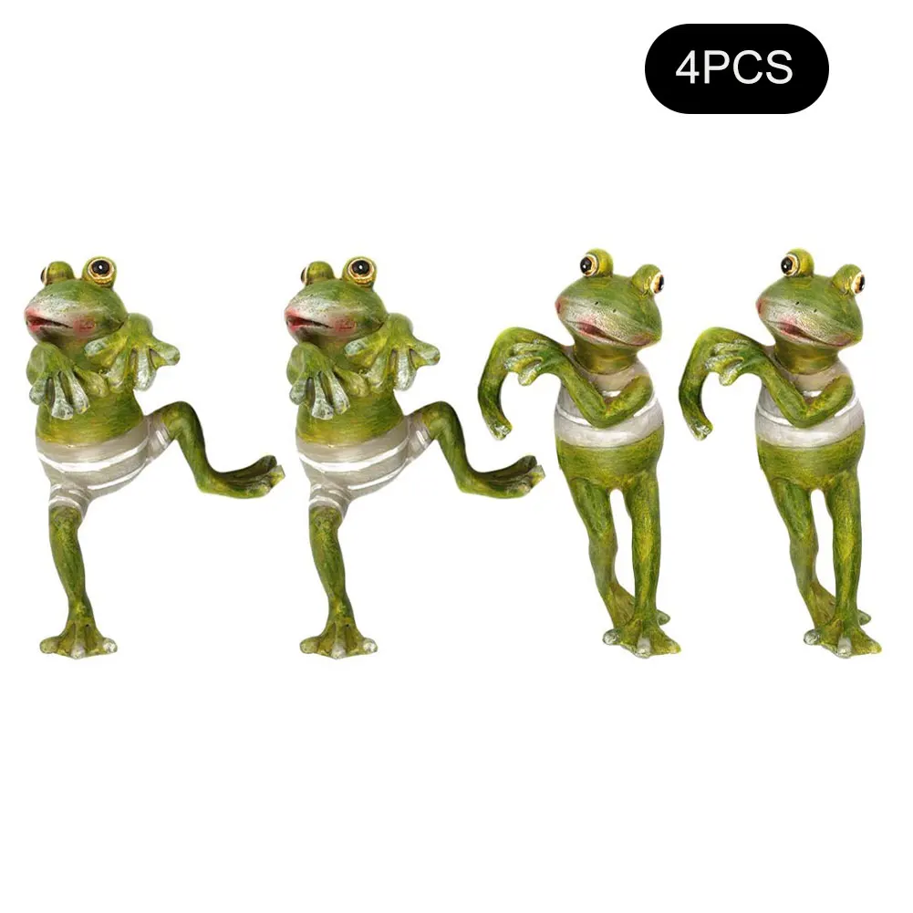 

2021 Creative Cute Frog Statue Plant Pot Climbing Frog Resin Figurine Fairy Garden Ornament Decoration for Micro Landscape 4PCS