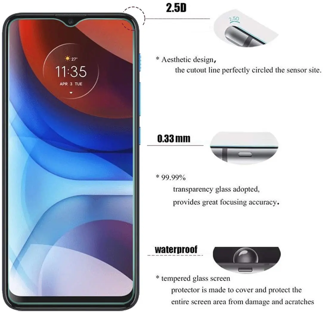 Закаленное стекло HD для Motorola Moto E7i Power E7 Plus E7Plus защита экрана прозрачное без