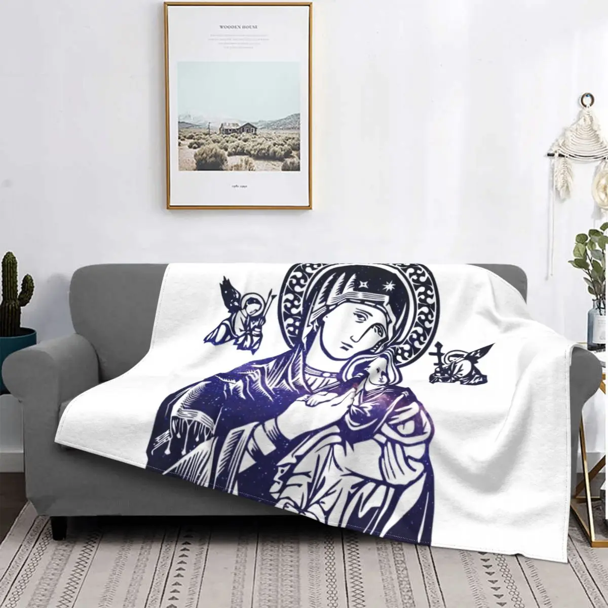 

Blessed Virgin Mary Blanket Guadalupe Lady Winter Warm Bedspread Plush Ultra Soft Cover Fleece Spread Bedding Sofa Couch Velvet